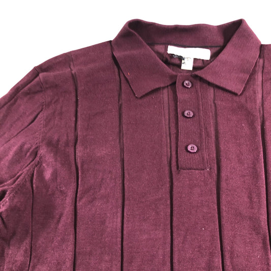 River Island Red Muscle Fit Ribbed Polo Shirt - Size XL