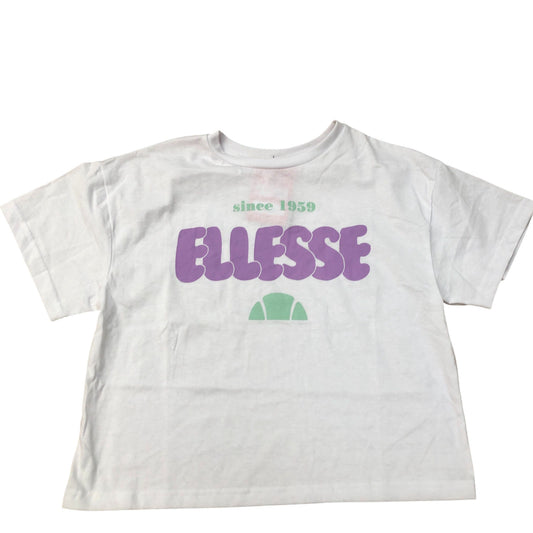 Ellesse T-Shirt Cropped Kids White Purple Print Since 1959 13-14 Years