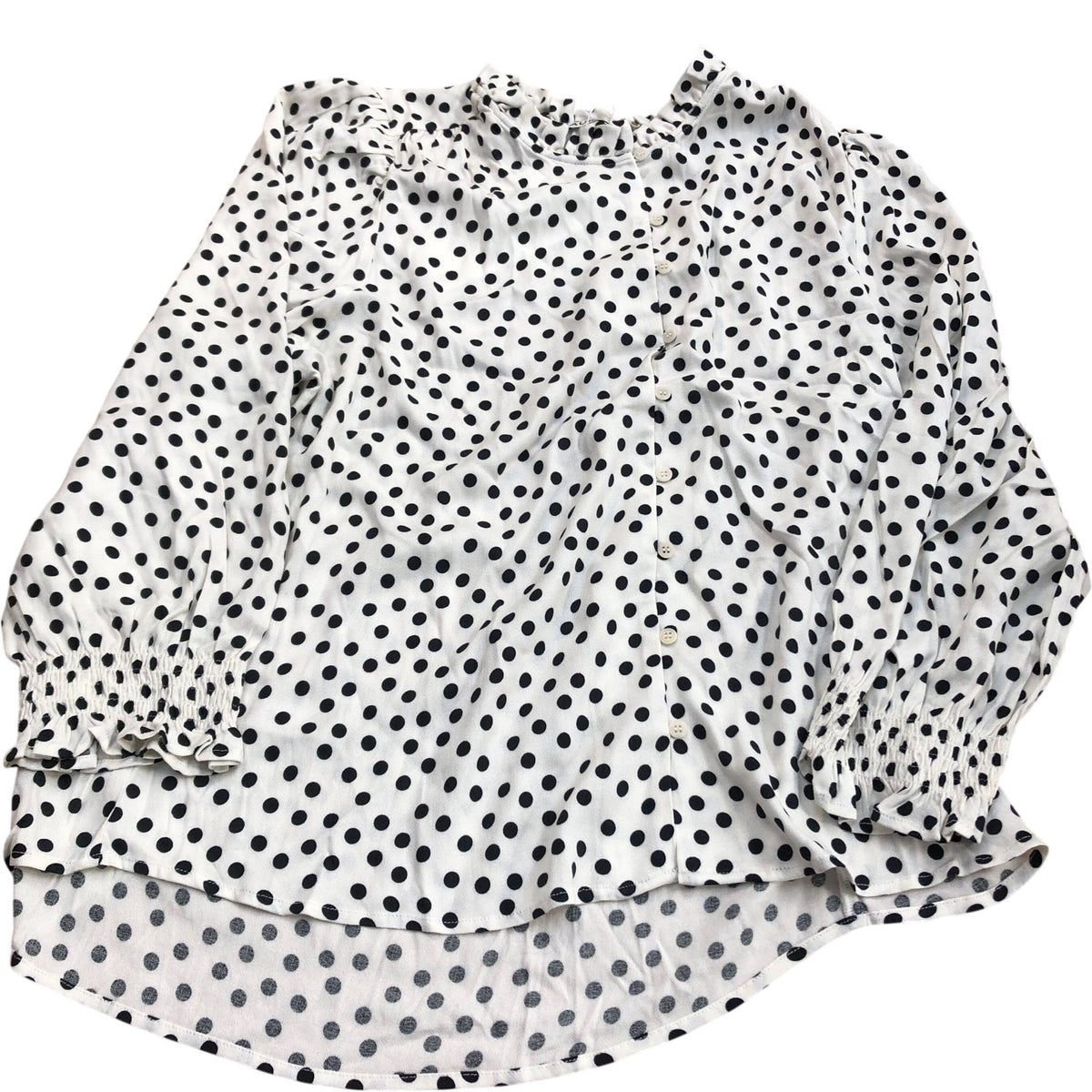 Baukjen Polka Dot Blouse Size 18 Women's Ruffled Neck Long Sleeve Top