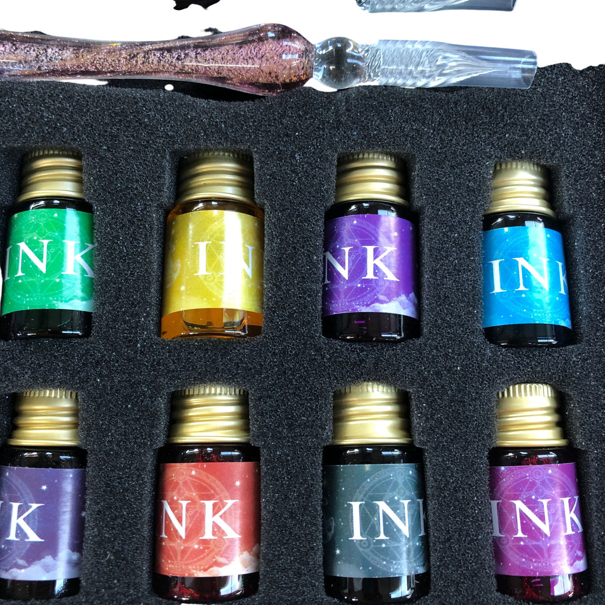 16 Piece Calligraphy Glass Dip Pen Set With Ink Bottles And Gift Box Set