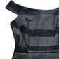 Bodycon Dress Black Striped Bardot - Size 10