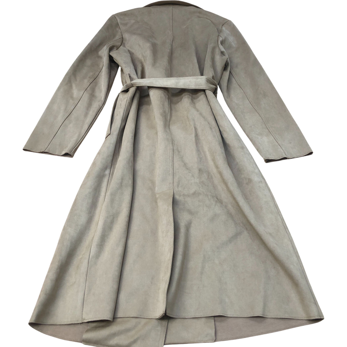 Trench Coat Medium Women's Beige Button Closure Tie Waist Long Sleeve Medium