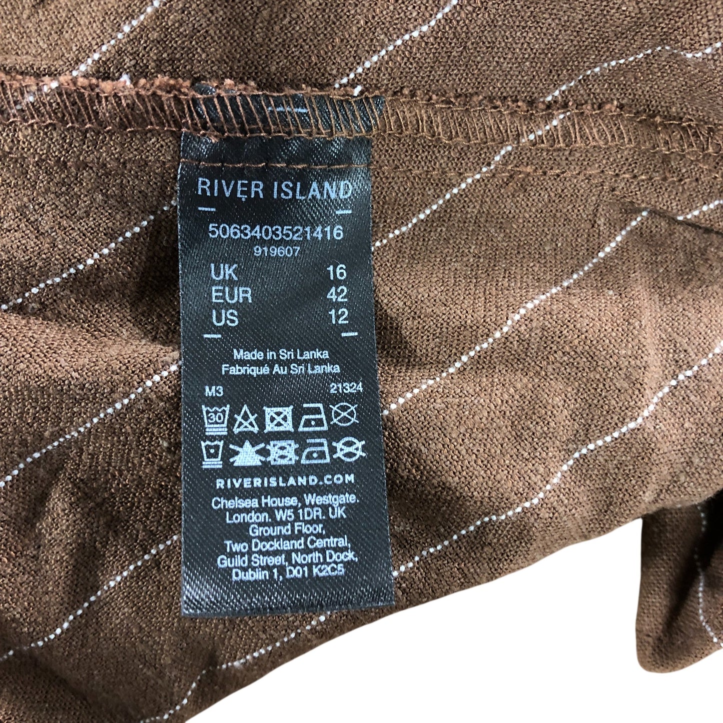 River Island Halter Neck Top UK16 Women's Brown Striped Viscose Blend