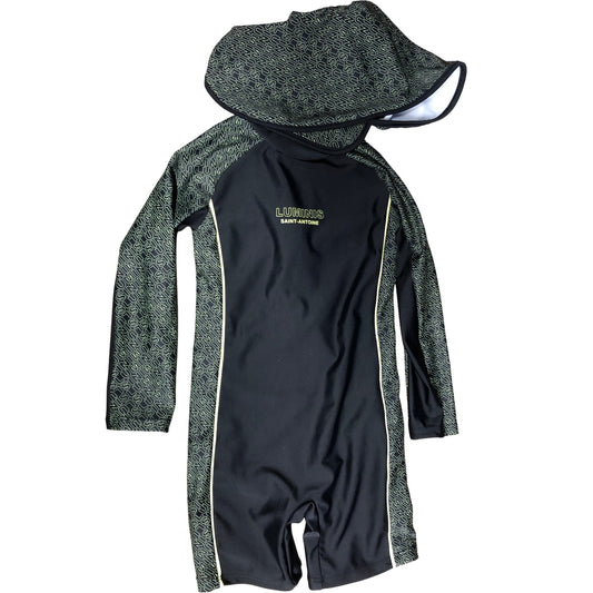 Lumins Sun Safe Swimsuit 3-4 Years Black Green Pattern UPF 50+ Kids Swimwear