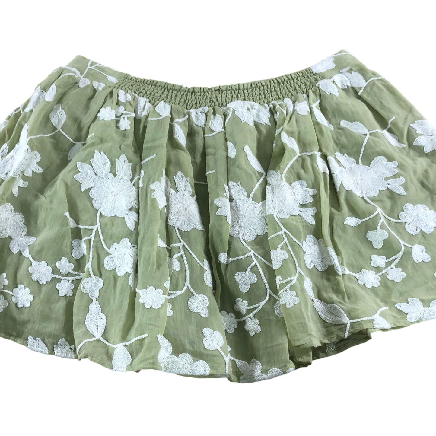 River Island Floral Embroidered Skirt UK18 Women's Green Summer Lightweight