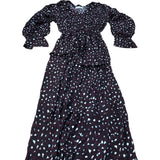 Baukjen Leopard Print Dress UK6 Women's Long Sleeve Viscose Flowy Maxi