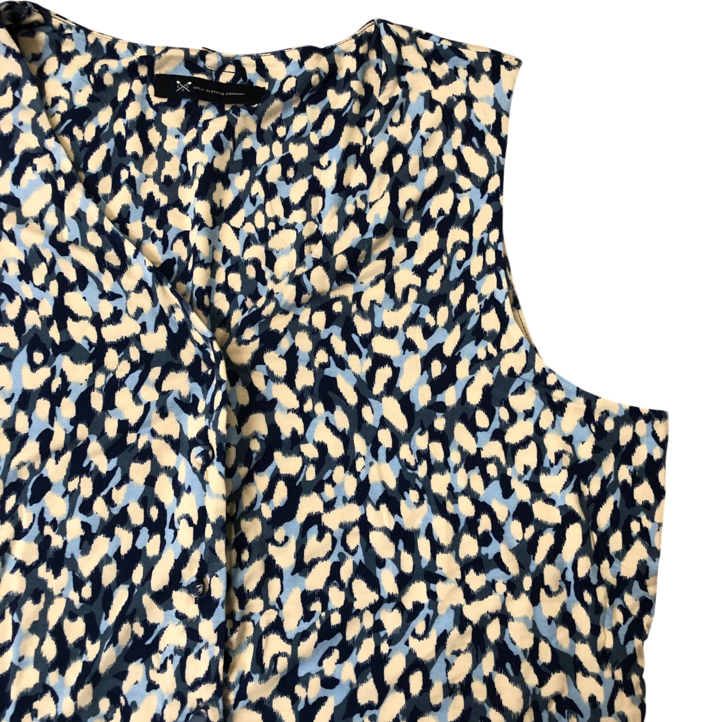 Crew Clothing Company Sleeveless Dress Size 16 Women's Floral Print Blue Cream