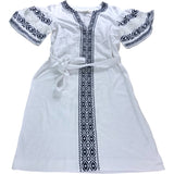 Branded White Embroidered Jersey Short Dress  - Size 12