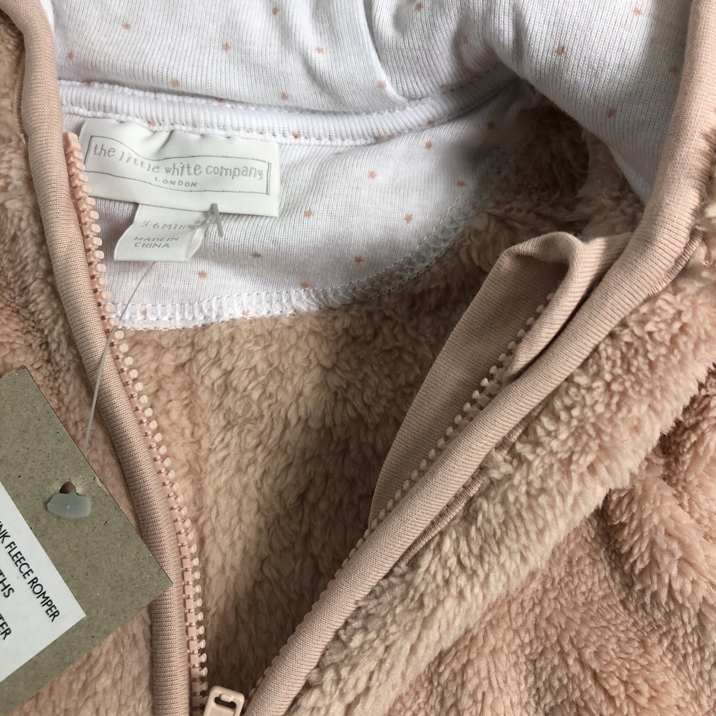 The Little White Company Fleece Romper 3-6 Months Baby Bear Hooded Outerwear