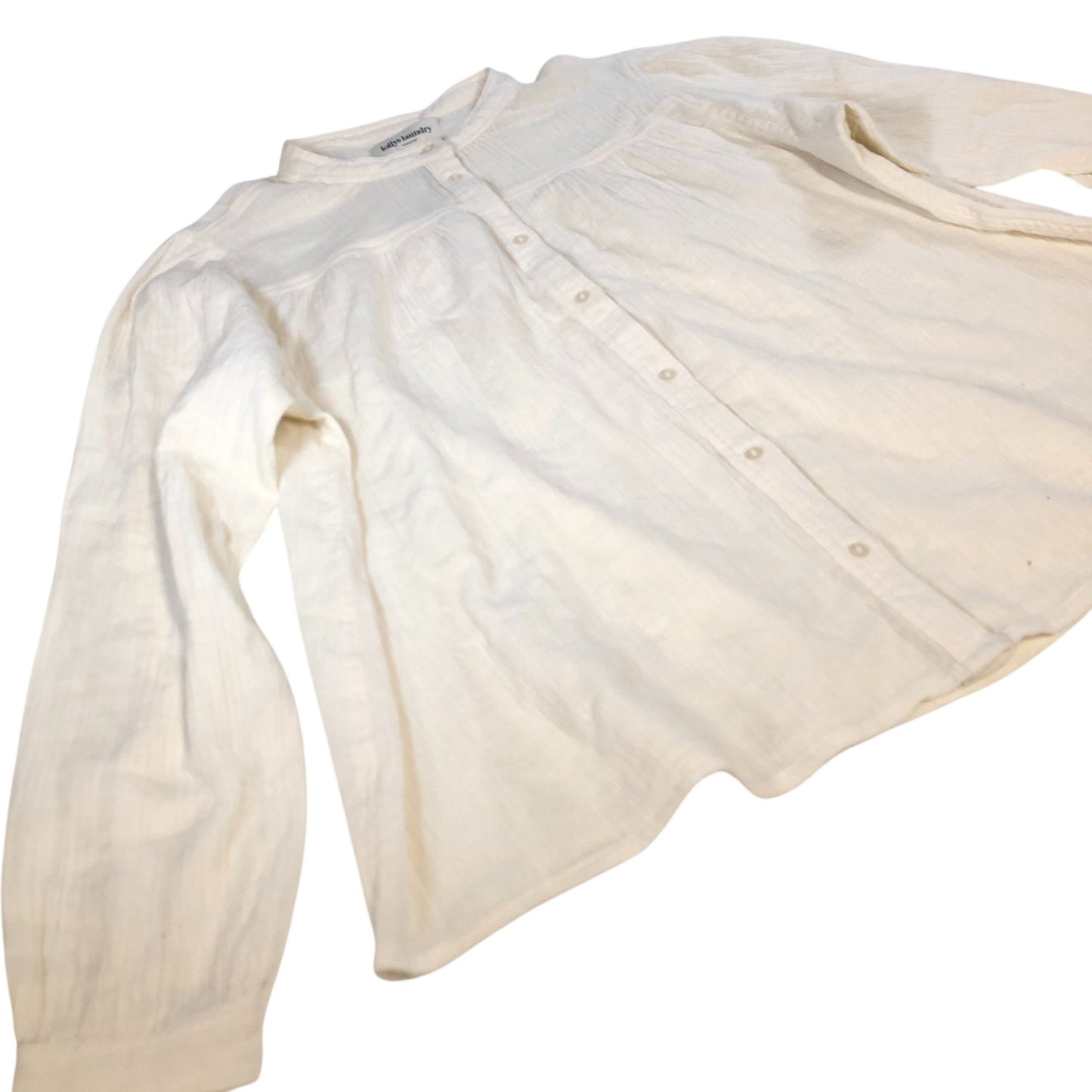 Lollys Laundry Nicky Shirt S Women's Long Sleeve Cotton Crepe Blouse Cream