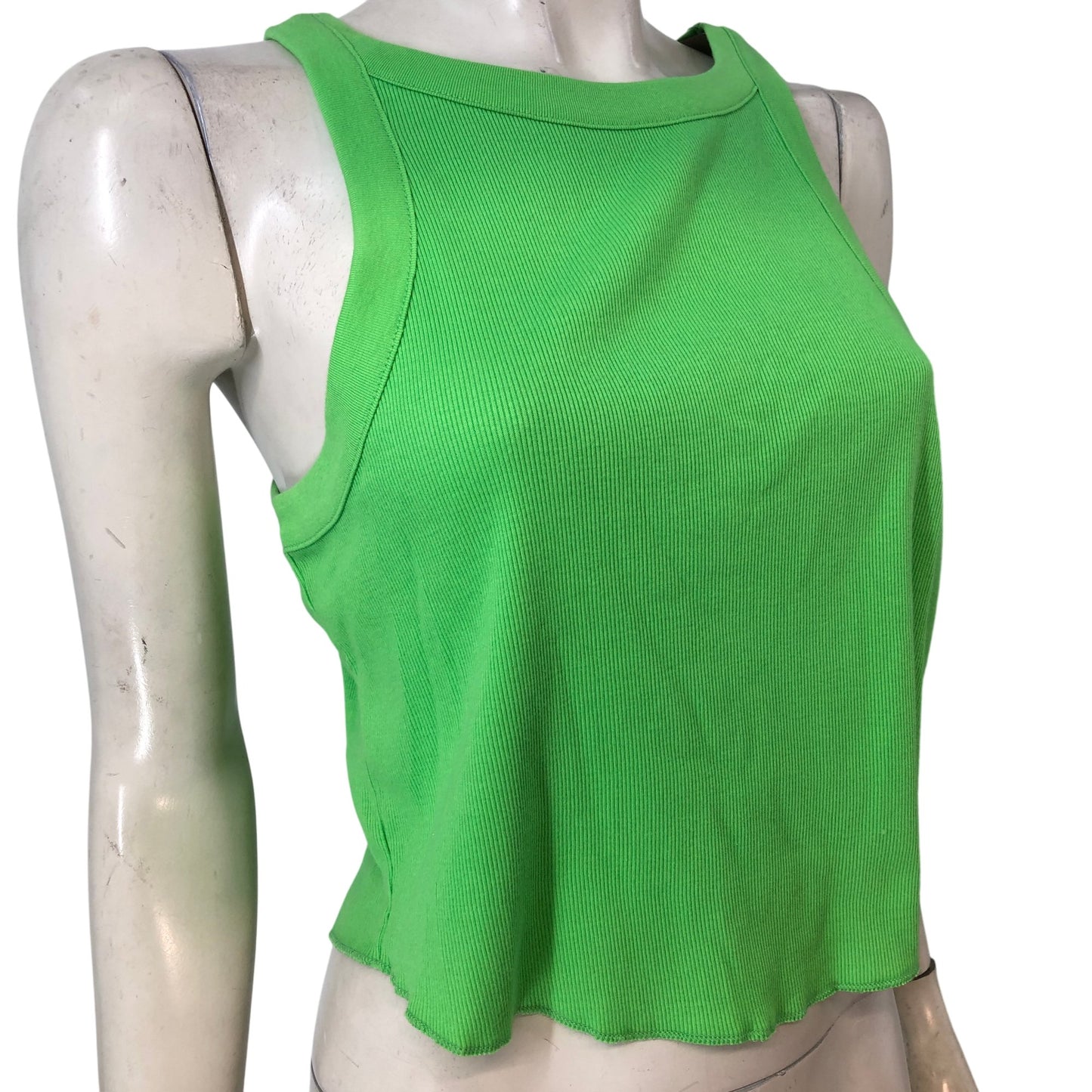 River Island Essential Tank Top UK18 Women's Bright Green Ribbed Sleeveless