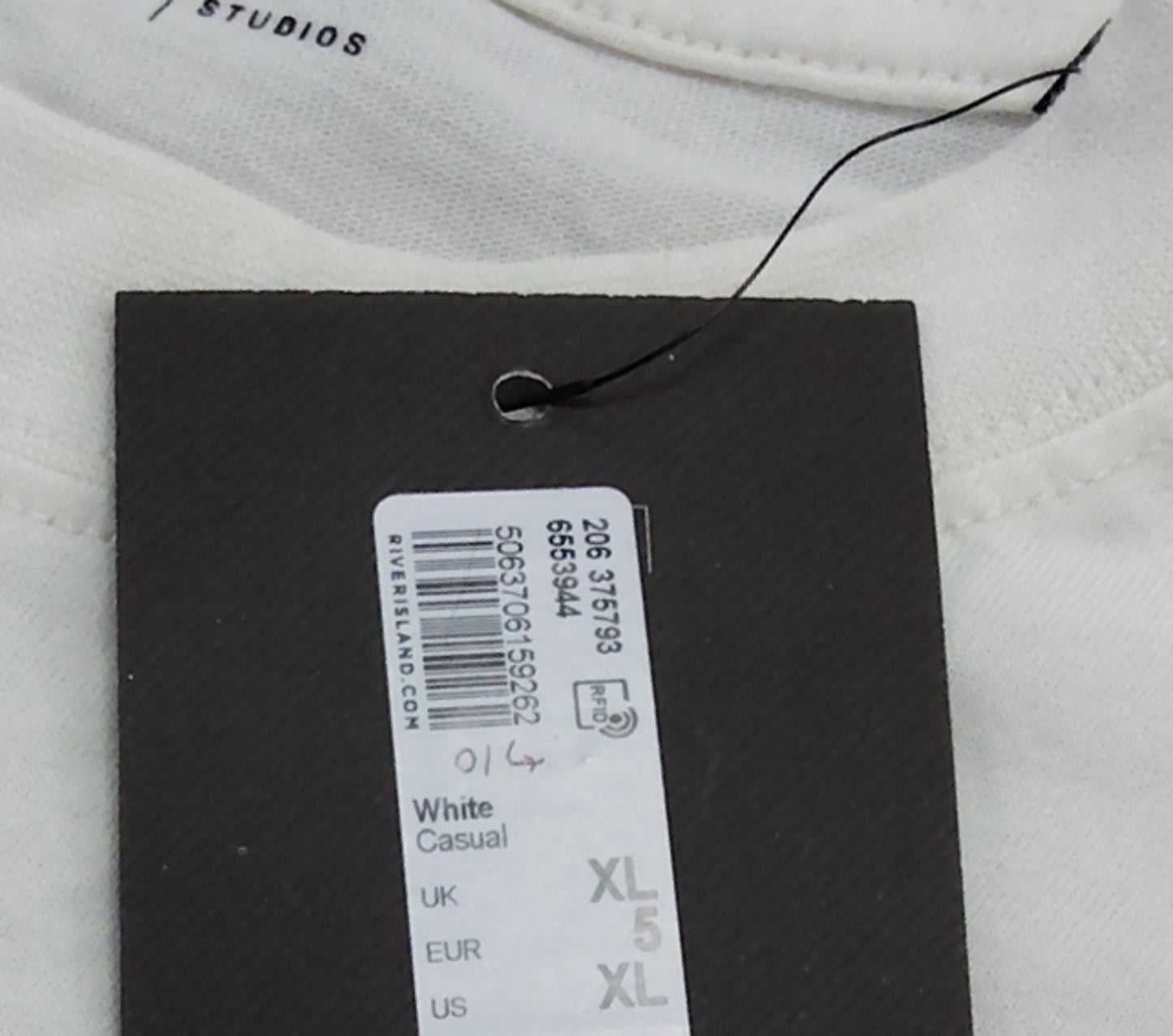 *River Island Citrus Club T-Shirt XL Men's White Embroidered Graphic Tee