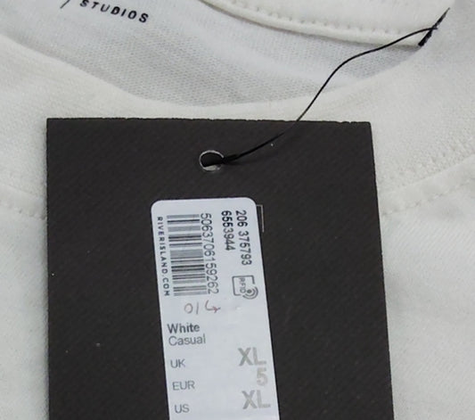 *River Island Citrus Club T-Shirt XL Men's White Embroidered Graphic Tee