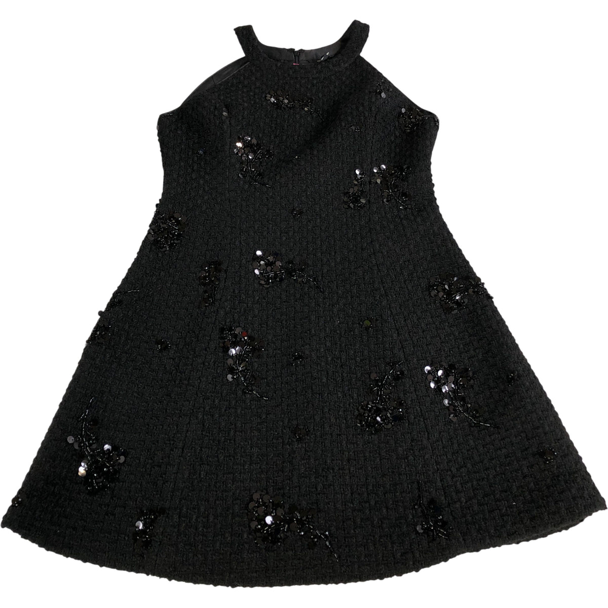 River Island Black Sequined Shift Dress UK8 Women's