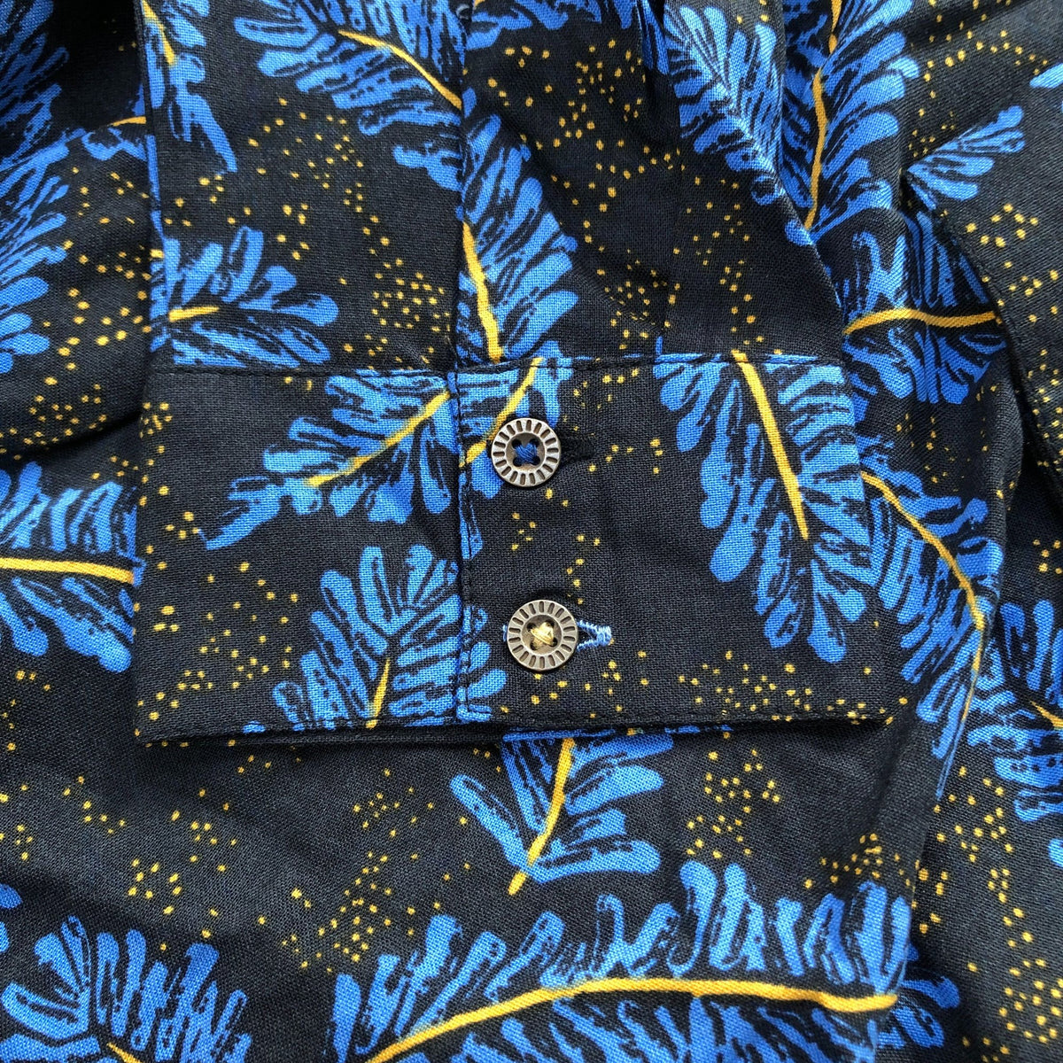 Long Sleeve Dress Floral Print Viscose Black Blue Size 6