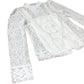 Branded White Lace Blouse Women's Long Sleeve High Neck Button Front Size 8