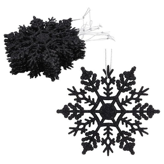 Hanging Black Snowflake Christmas Decorations 12 Pieces