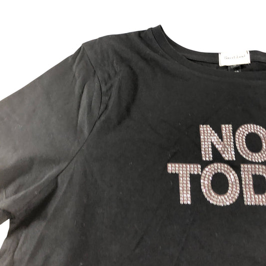 River Island Not Today T-Shirt UK18 Women's Black Short Sleeve Cotton Top