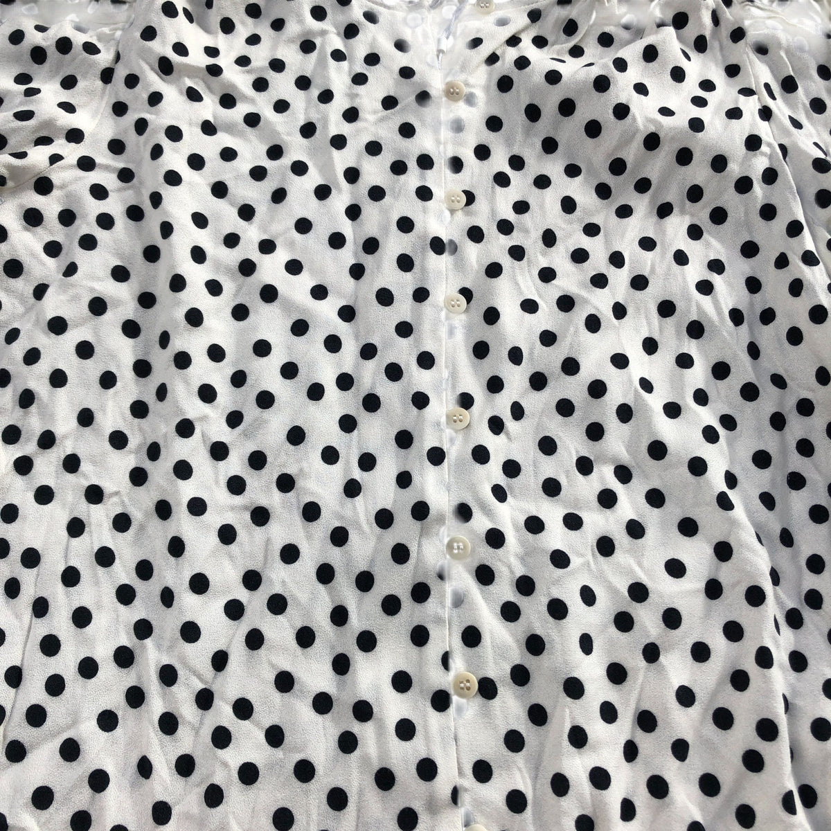 Baukjen Women's Polka Dot Blouse Size 8 Viscose Long Sleeve Ruffled Neck
