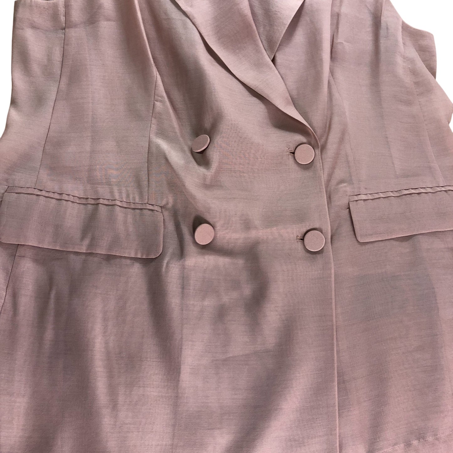 Branded Pink Double Breasted Sheer Waistcoat - Size 16