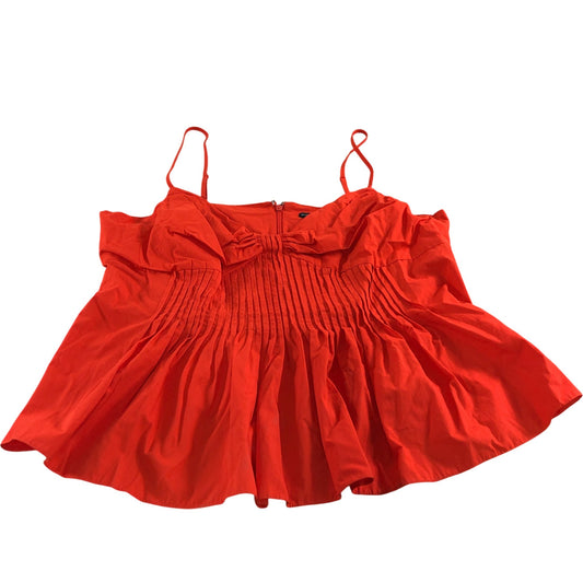 River Island Summer Top UK18 Women's Orange Bow Detail Pleated Sleeveless
