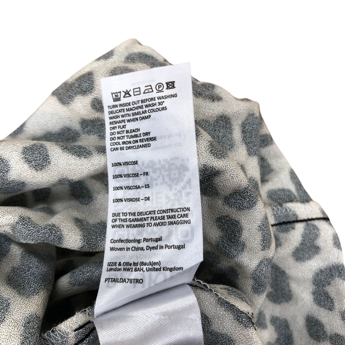 Baukjen Leopard Print Midi Dress UK12 Women's Long Sleeve Viscose Loose Fit