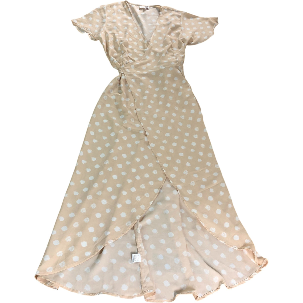 Dancing Leopard UK6 Women's Polka Dot Wrap Maxi Dress Beige