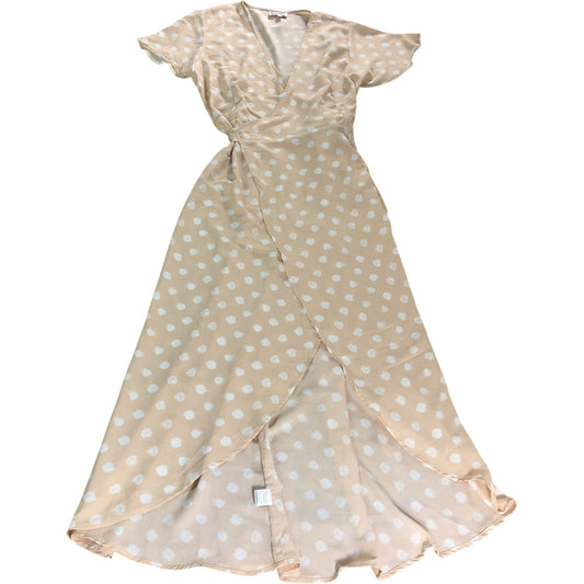 Dancing Leopard UK6 Women's Polka Dot Wrap Maxi Dress Beige