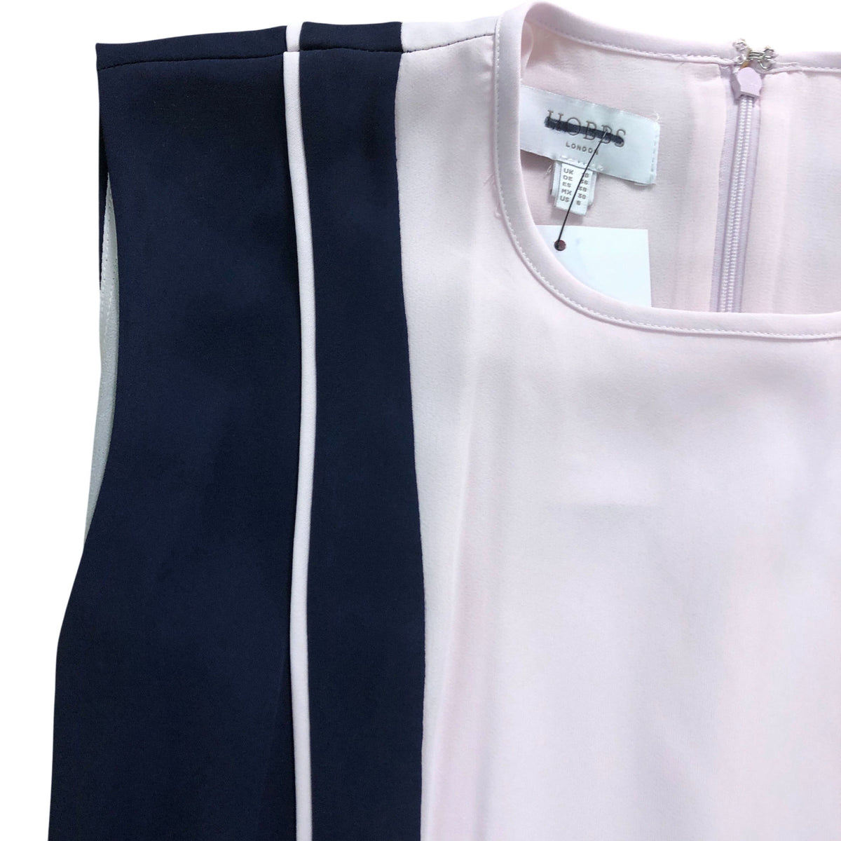 Colourblock Midi Dress UK10 Women's Sleeveless Pink Navy Fit Flare