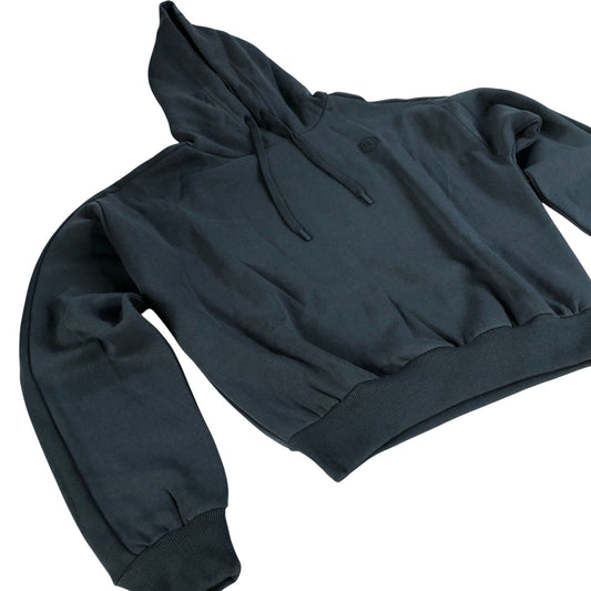 Crop Hoodie Women Green Cotton Blend Pullover Casual Wear UK14
