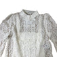 Branded White Lace Blouse Women's Long Sleeve High Neck Button Front Size 8