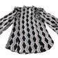 Branded Beige Abstract Print Ruffle Blouse - Size 8