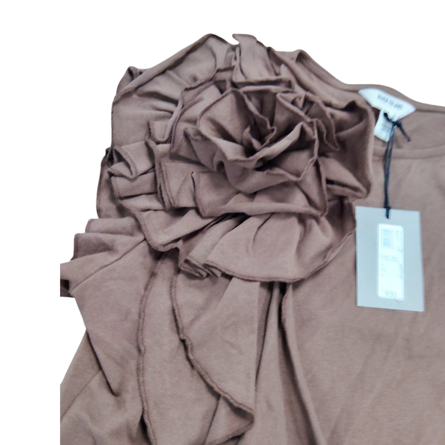 River Island Women's Brown Dark Utility Top Size S Floral Ruffle Detail