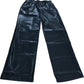BLACK Faux Leather Trousers Women Elastic Waist Wide Leg Size Large