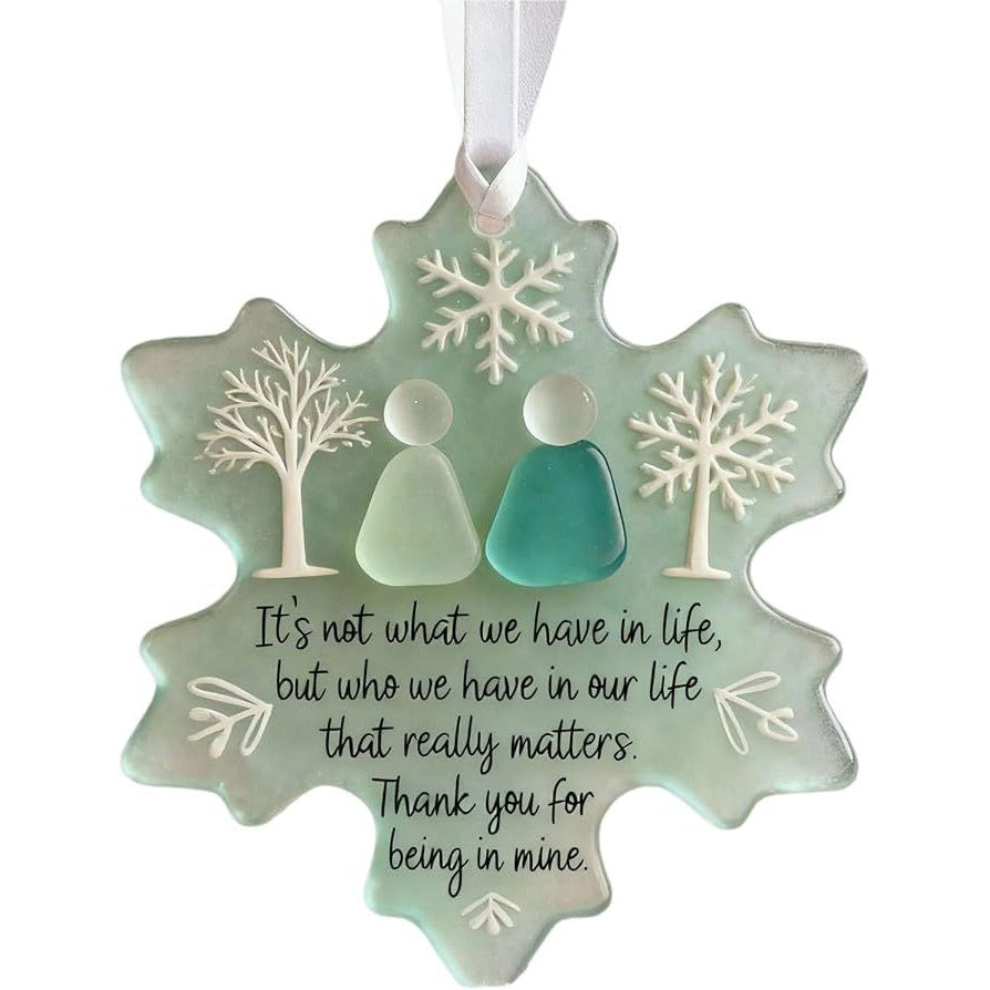 Snowflake Shaped Sea Glass Christmas Decoration Gift