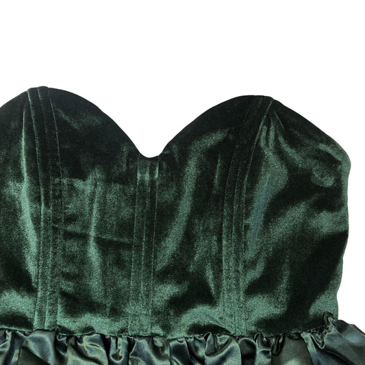 River Island Green Velvet Corset Top With Ruffle Hem