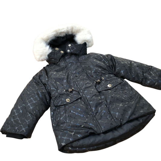 River Island Kids Coat 2-3 Years Unisex Black Faux Fur Hooded Padded Jacket
