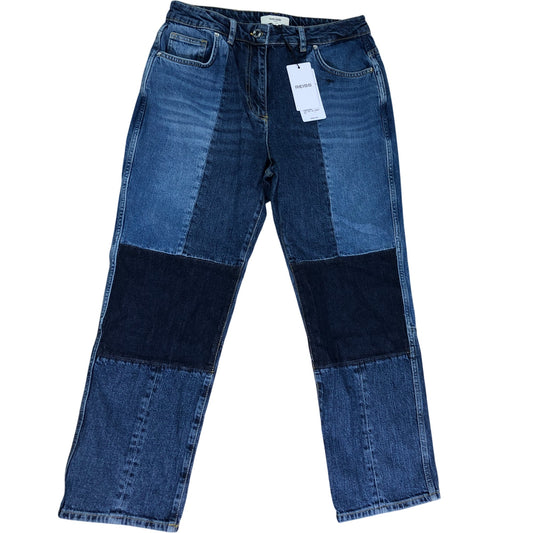 Reiss Birch Patch Straight Leg Jeans 30R Women's Mid Blue Denim Style