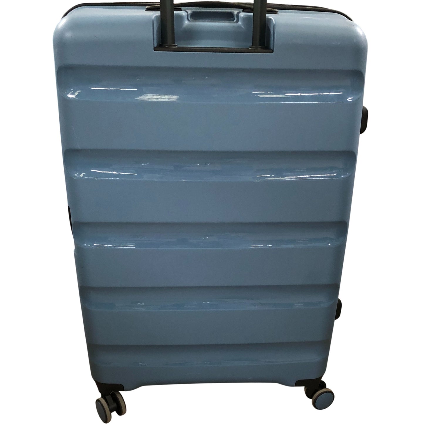 Antler Logo Gloss Stripe Suitcase Hardshell 4 Wheel Spinner Blue 78cm Expandable