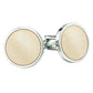 DQT Plain Satin Cufflinks Champagne Colour Round Design