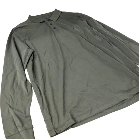 French Connection Long Sleeve Polo Shirt Men's Olive Green Cotton Large