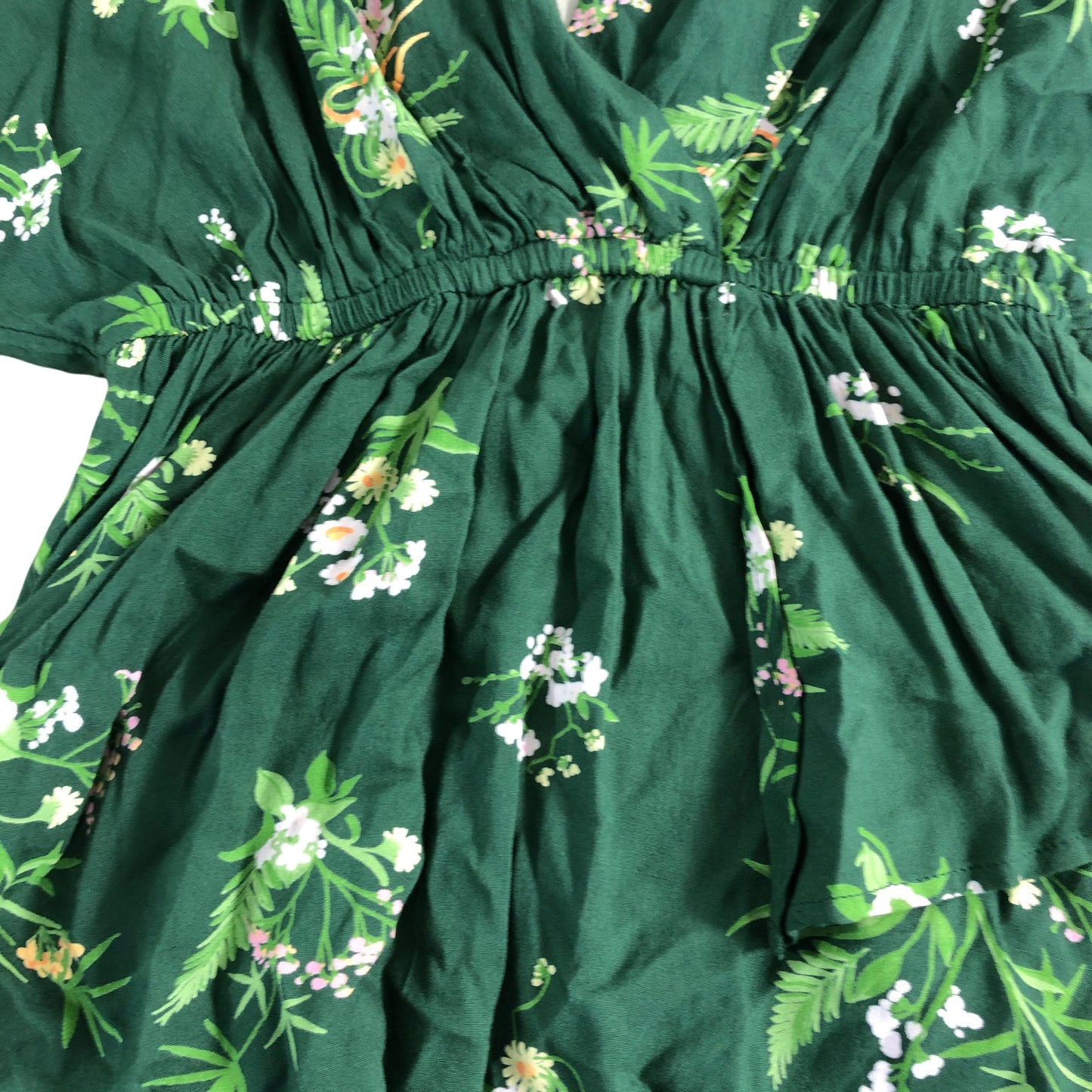 River Island Women's Green Floral Wrap Blouse Size UK6 Viscose Peplum Top