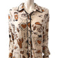 River Island Studios Relaxed Casual Shirt UK14 Women's Beige Light Pattern
