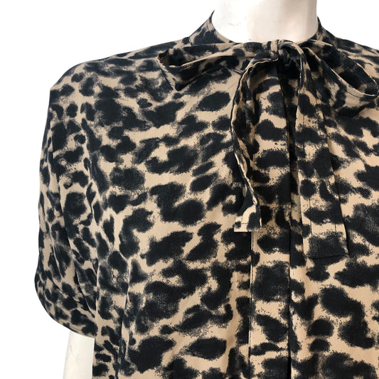 Branded Animal Print Shirt Dress UK10 Women's Short Sleeve Casual