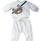 River Island Baby Outfit Set Sweater And Trousers With Bear Bag Cream 0-3 Months
