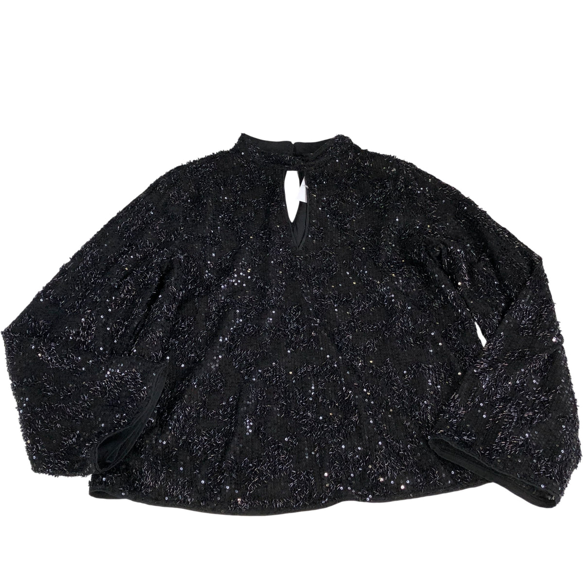 Black Sequin Long Sleeve Top UK12 Women's