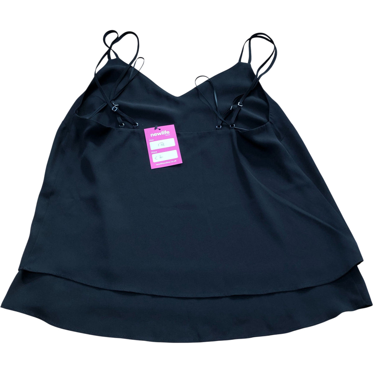 River Island Women's Black Camisole Top Size 12 Elegant V Neck Adjustable Straps