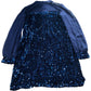 Sequin Dress UK14 Women's Long Sleeve Party Dress Navy Blue
