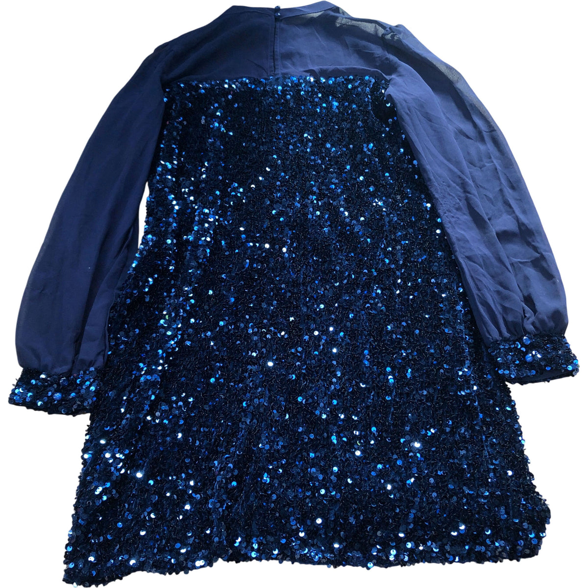 Sequin Dress UK14 Women's Long Sleeve Party Dress Navy Blue