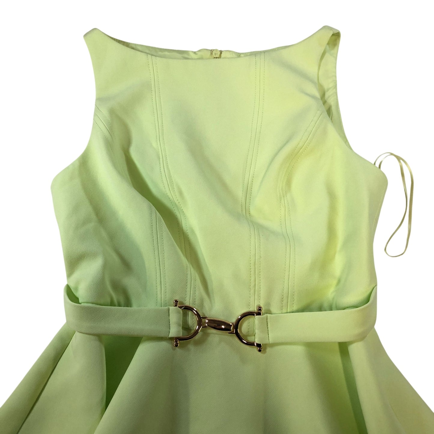 River Island UK8 Peplum Top Women Green Sleeveless With Belt Elegant Style